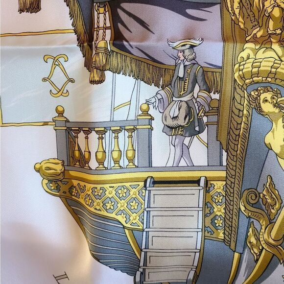 HERMÈS La Rèale-Vue du Carrosse de la Galère Silk Scarf - Picture 6 of 10